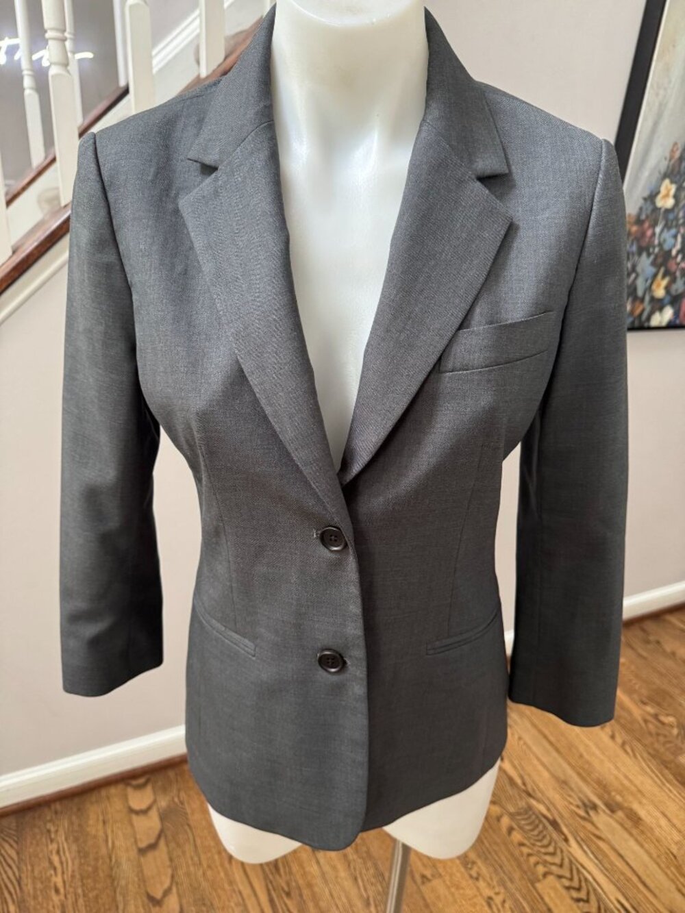 THE ROW classic tailored wool silk schoolboy blazer jacket grey size 4